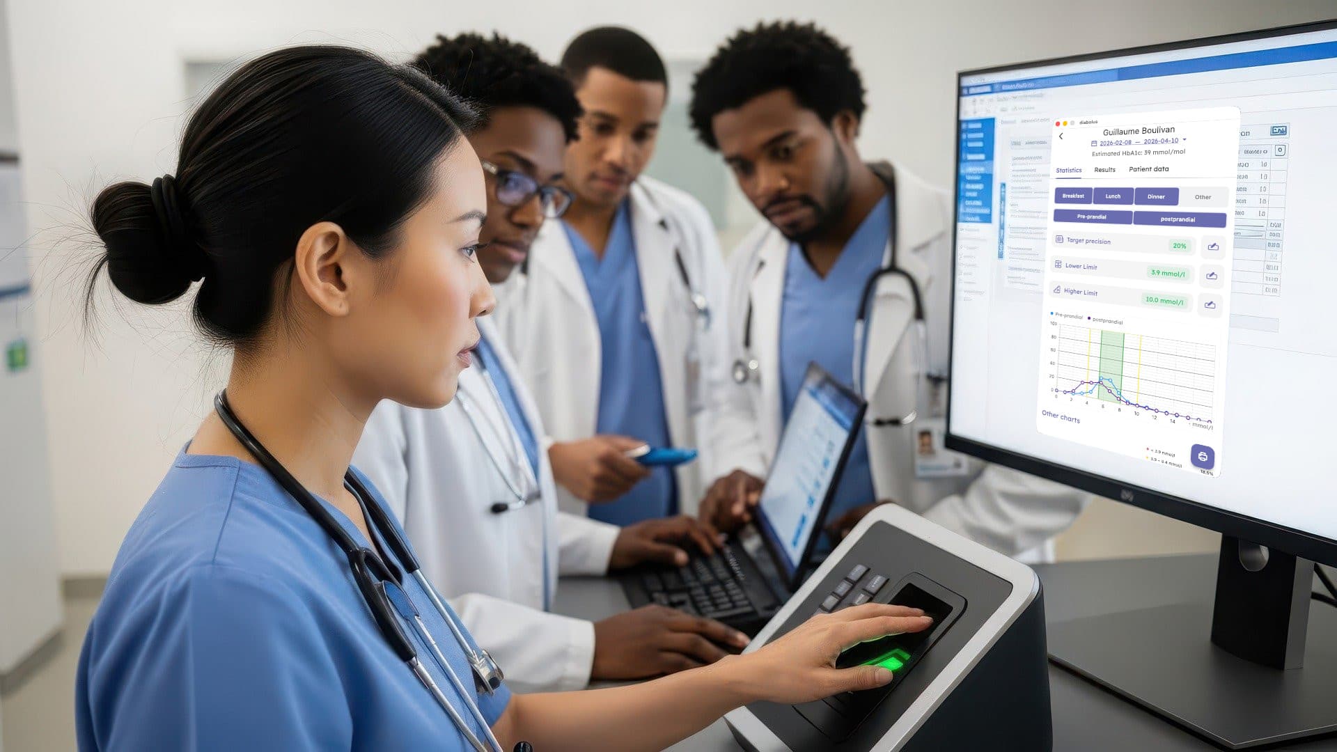Person reviewing health analytics on a computer